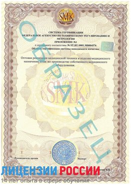 Образец сертификата соответствия (приложение) Сестрорецк Сертификат ISO 13485